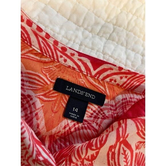 Land’s End light cotton orange and floral 1/2 button tunic - 14 - Picture 4 of 8